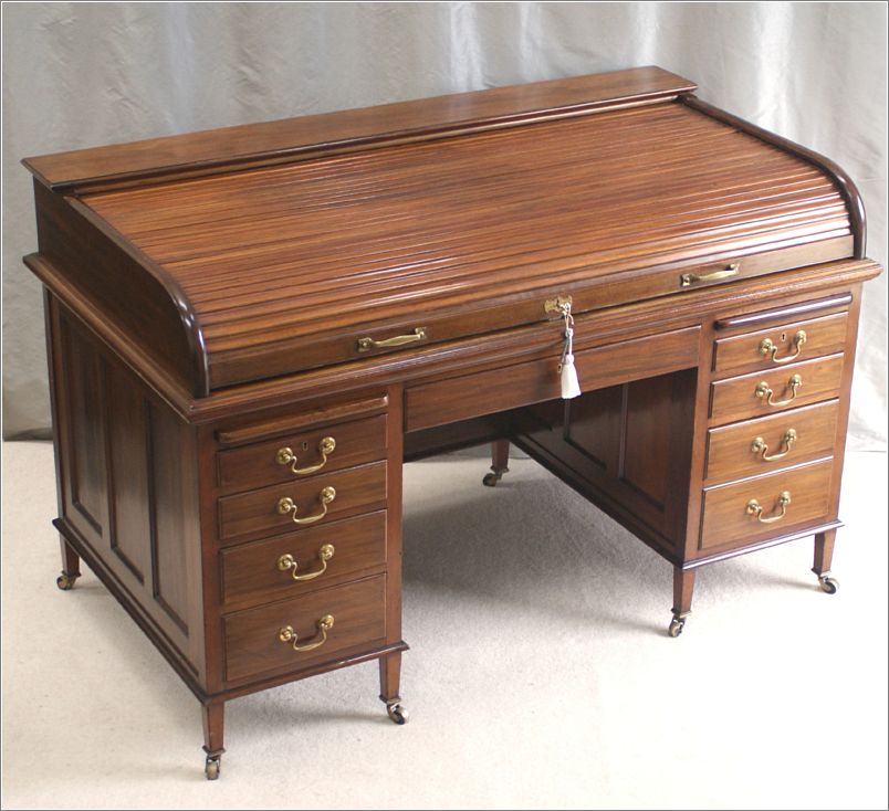 4011 Antique Walnut Roll Top Desk